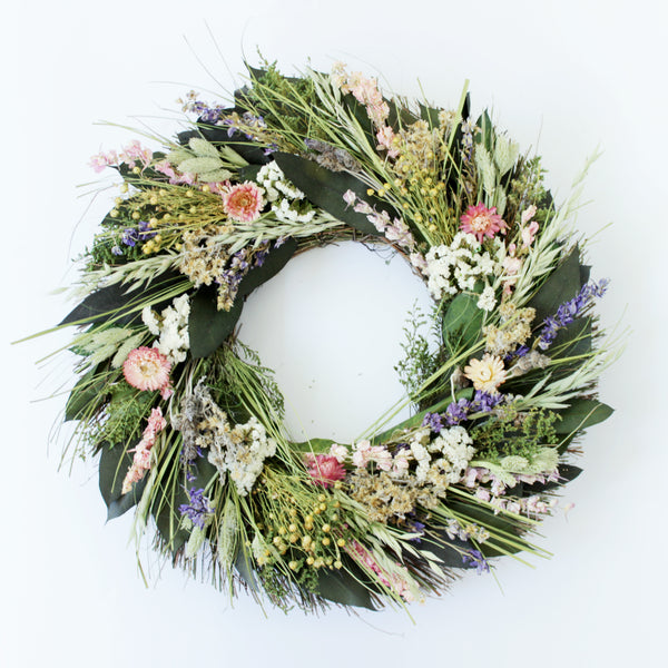 Preserved Floral Rustic Bloom Wreath 19” Handcrafted