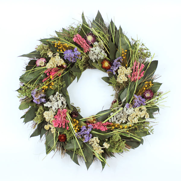 Preserved Floral Sage Wreath 19”  Handcrafted