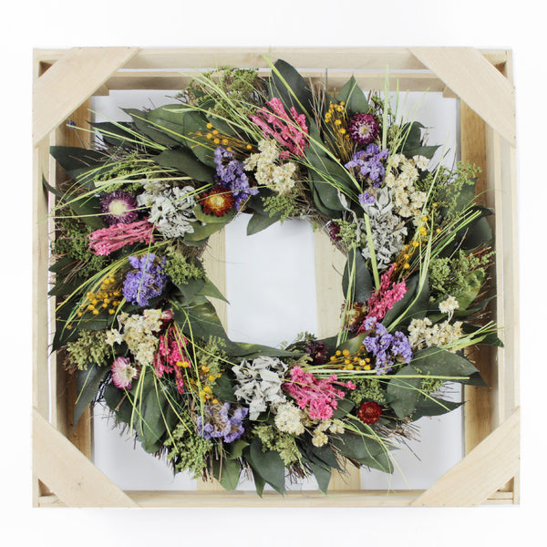 Preserved Floral Sage Wreath 19”  Handcrafted