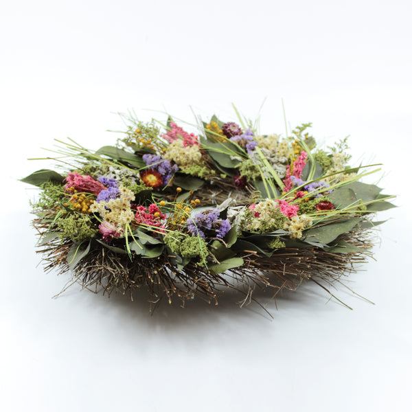 Preserved Floral Sage Wreath 19”  Handcrafted