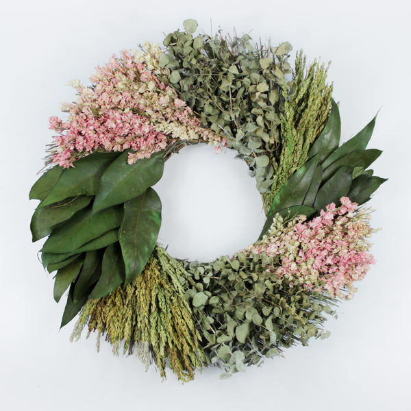 Preserved Larkspur Wreath 19" | Handcrafted