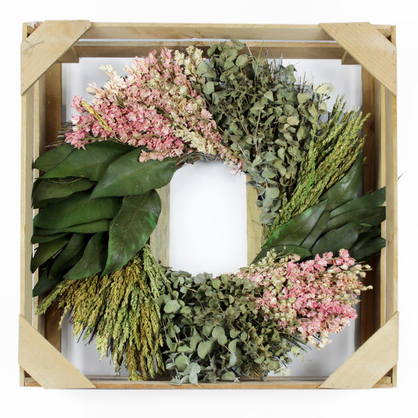 Preserved Larkspur Wreath 19" | Handcrafted