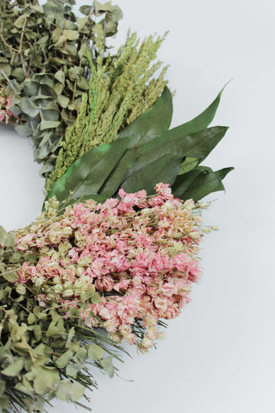 Preserved Larkspur Wreath 19" | Handcrafted