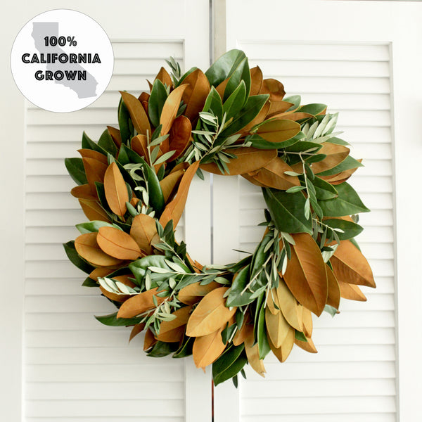 Fresh Handmade Magnolia + Olive Branch Wreath