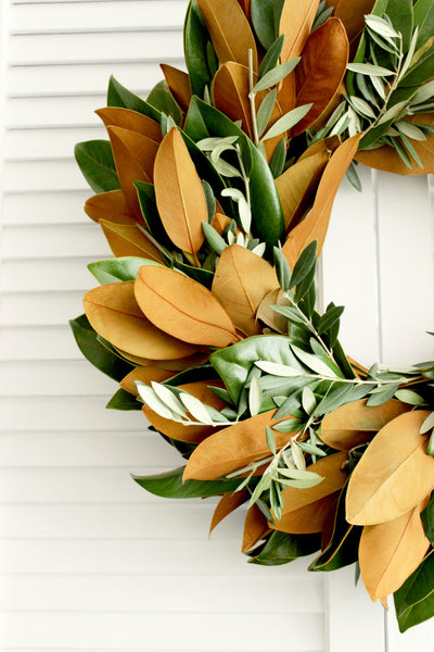 Fresh Handmade Magnolia + Olive Branch Wreath