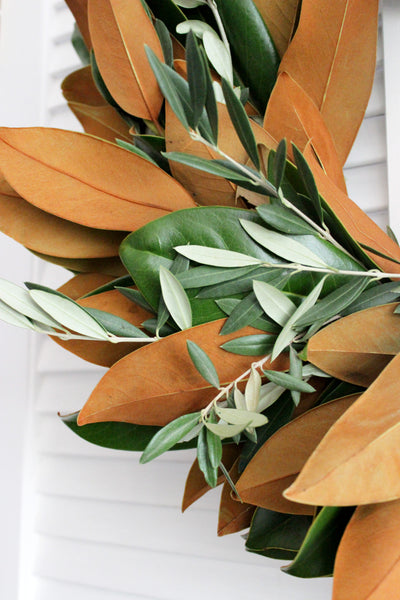 Fresh Handmade Magnolia + Olive Branch Wreath
