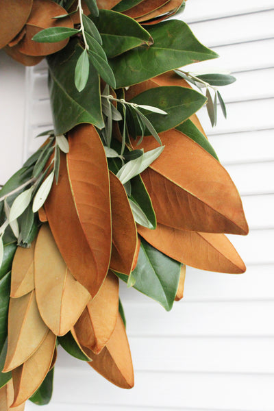 Fresh Handmade Magnolia + Olive Branch Wreath