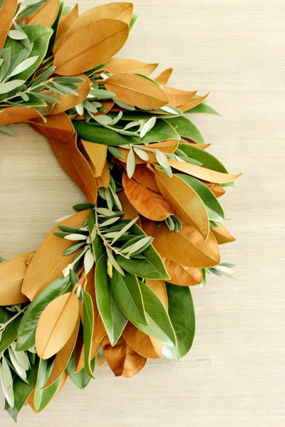 Fresh Handmade Magnolia + Olive Branch Wreath