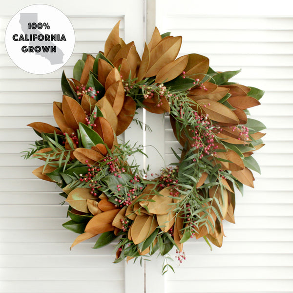 Fresh Handmade Magnolia + Pepperberry Wreath