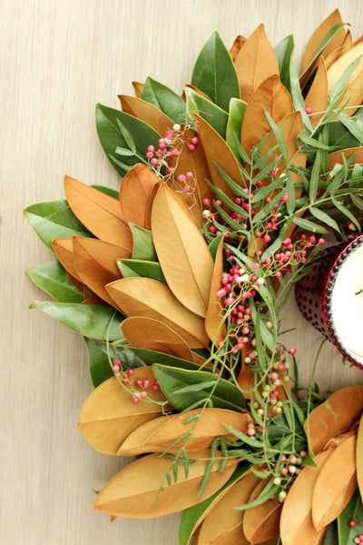 Fresh Handmade Magnolia + Pepperberry Wreath