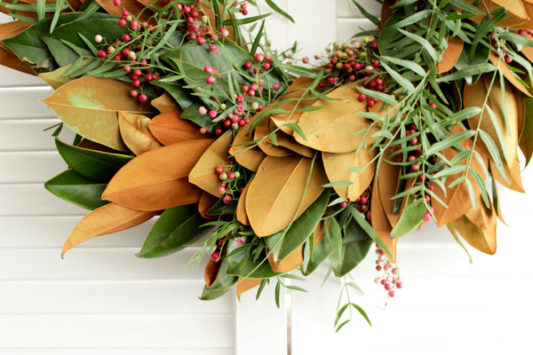 Fresh Handmade Magnolia + Pepperberry Wreath