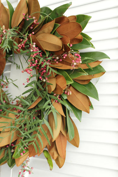 Fresh Handmade Magnolia + Pepperberry Wreath