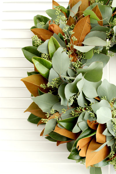 Fresh Handmade Magnolia + Seeded Eucalyptus Wreath