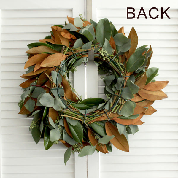 Fresh Handmade Magnolia + Seeded Eucalyptus Wreath