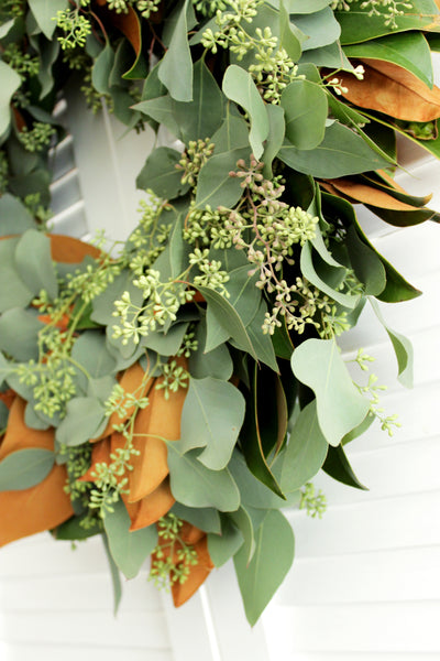 Fresh Handmade Magnolia + Seeded Eucalyptus Wreath