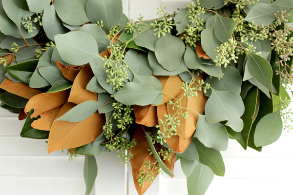 Fresh Handmade Magnolia + Seeded Eucalyptus Wreath