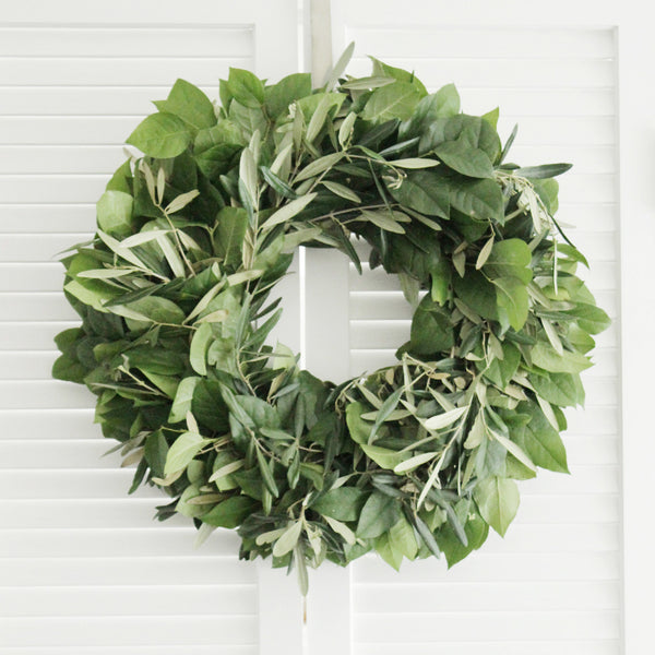 Fresh Handmade Olive + Lemon Leaf Wreath