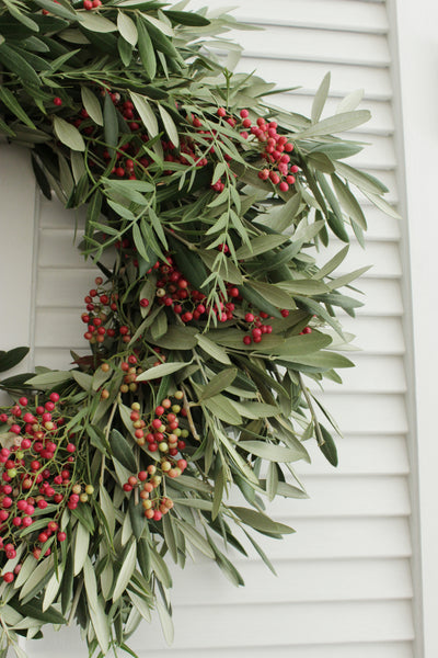 Fresh Handmade Olive Branch + Pepperberry Wreath