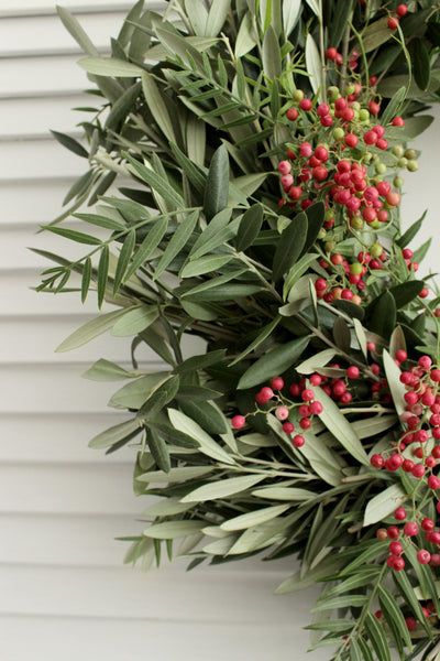 Fresh Handmade Olive Branch + Pepperberry Wreath