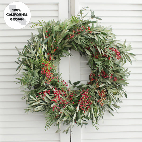 Fresh Handmade Olive Branch + Pepperberry Wreath