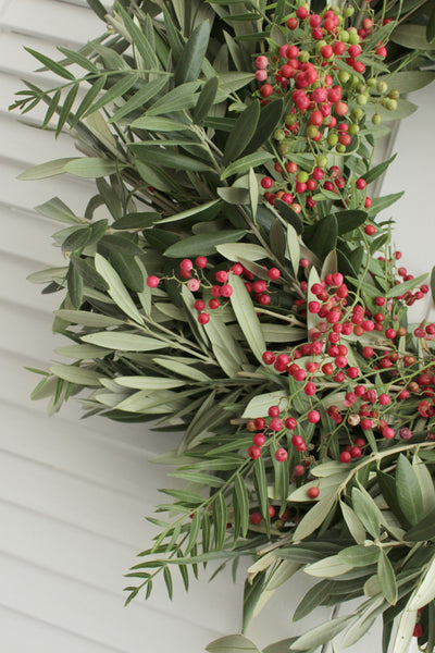 Fresh Handmade Olive Branch + Pepperberry Wreath