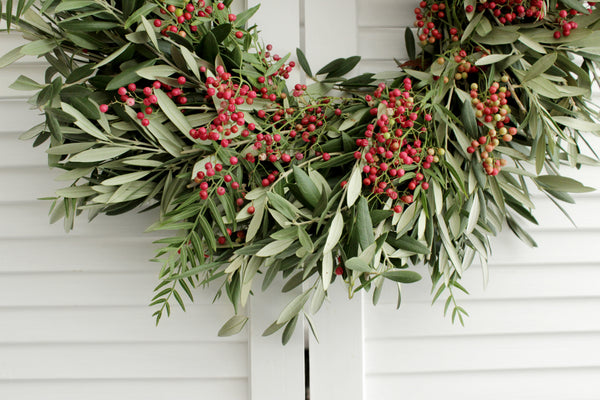 Fresh Handmade Olive Branch + Pepperberry Wreath