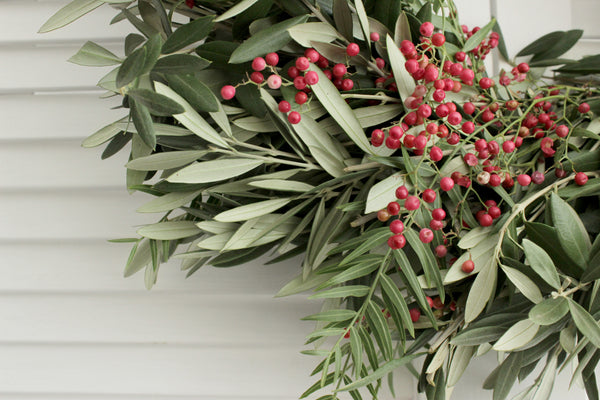 Fresh Handmade Olive Branch + Pepperberry Wreath