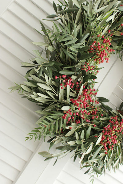Fresh Handmade Olive Branch + Pepperberry Wreath