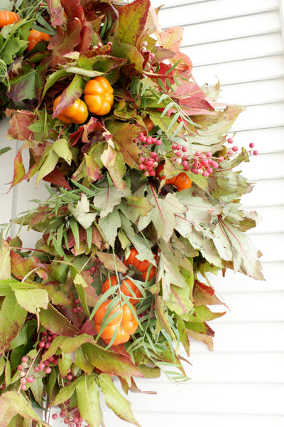 Fresh Autumn Pumpkin Wreath