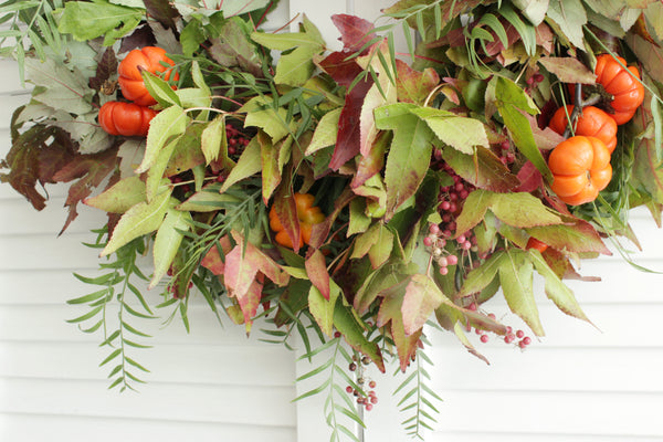 Fresh Autumn Pumpkin Wreath