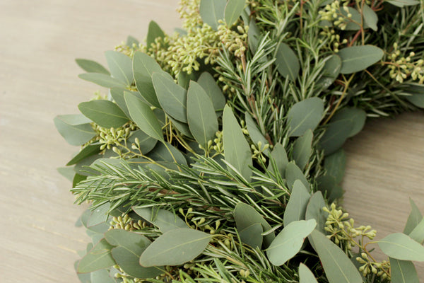 Fresh Seeded Eucalyptus + Rosemary Wreath