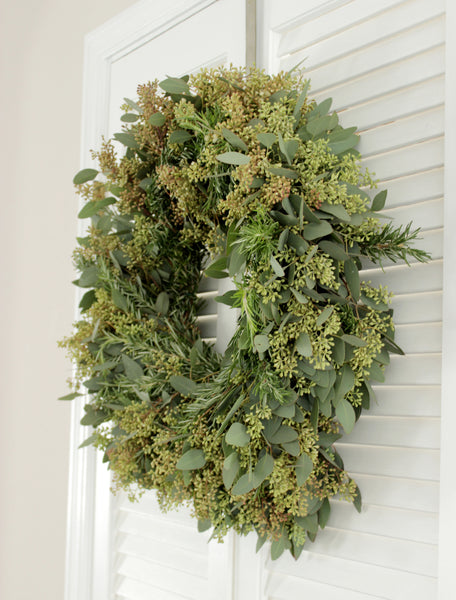 Fresh Seeded Eucalyptus + Rosemary Wreath