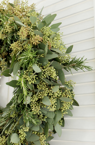 Fresh Seeded Eucalyptus + Rosemary Wreath