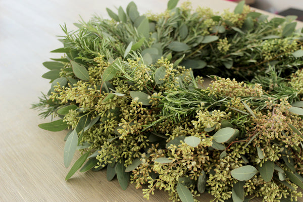 Fresh Seeded Eucalyptus + Rosemary Wreath