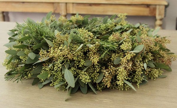 Fresh Seeded Eucalyptus + Rosemary Wreath
