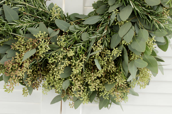 Fresh Seeded Eucalyptus + Rosemary Wreath