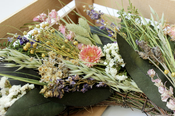 Preserved Floral Rustic Bloom Wreath 19” Handcrafted