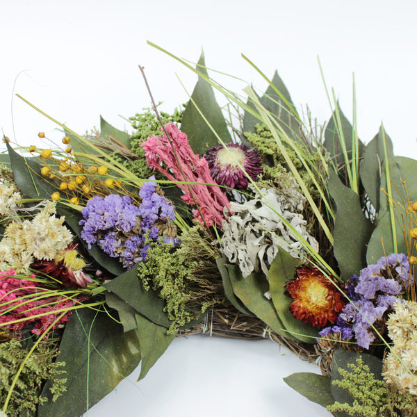 Preserved Floral Sage Wreath 19”  Handcrafted