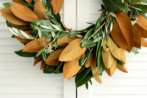 Fresh Handmade Magnolia + Olive Branch Wreath