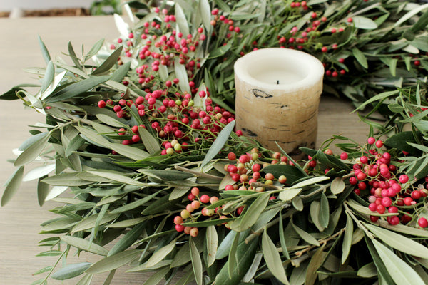Fresh Handmade Olive Branch + Pepperberry Wreath
