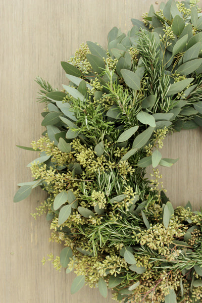 Fresh Seeded Eucalyptus + Rosemary Wreath