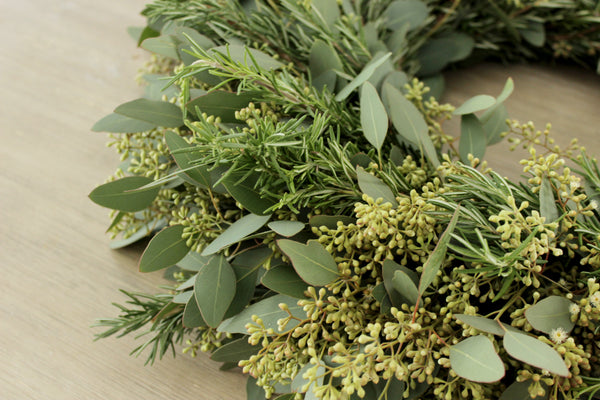 Fresh Seeded Eucalyptus + Rosemary Wreath